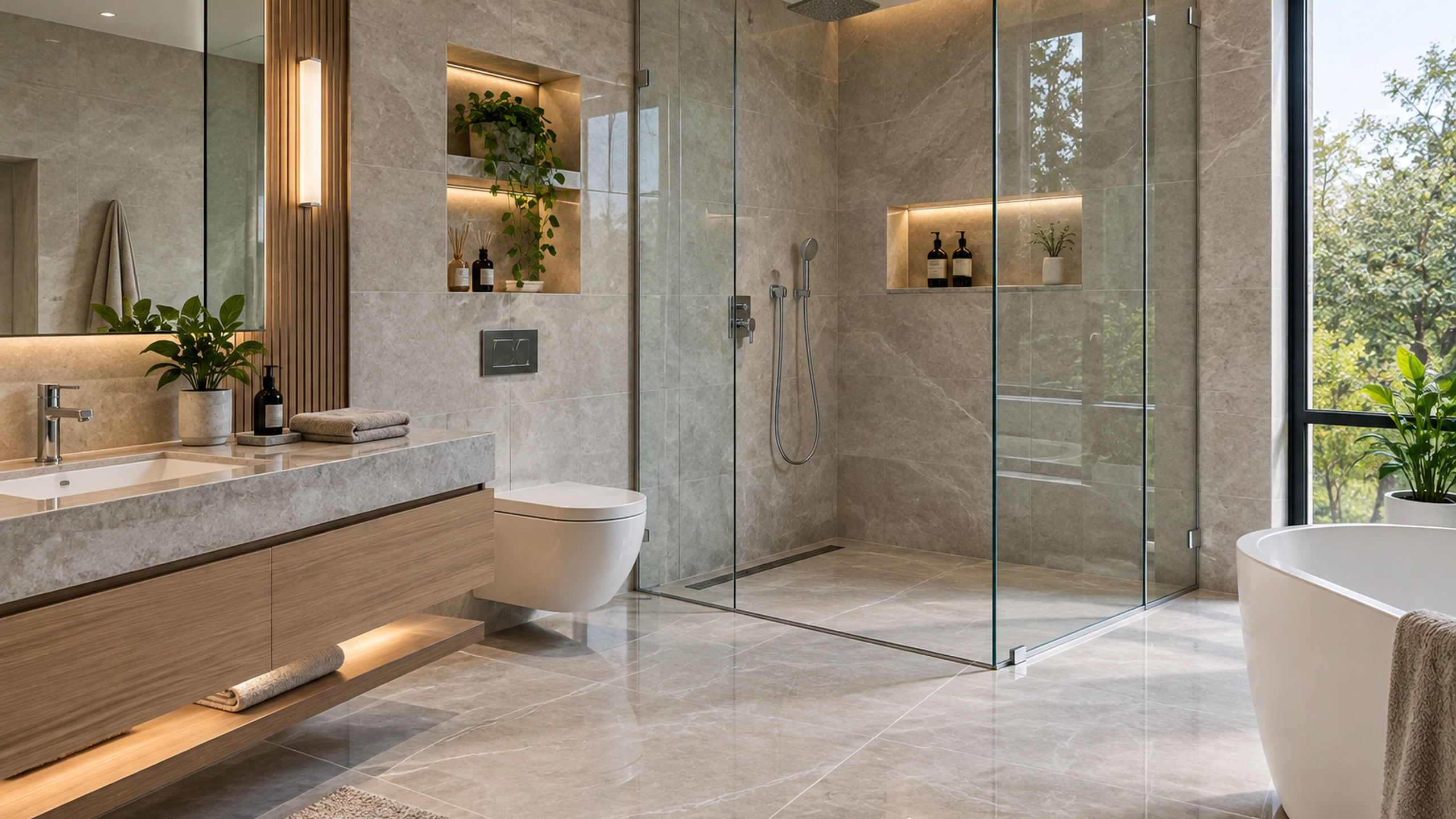 Modern bathroom wet area waterproofing